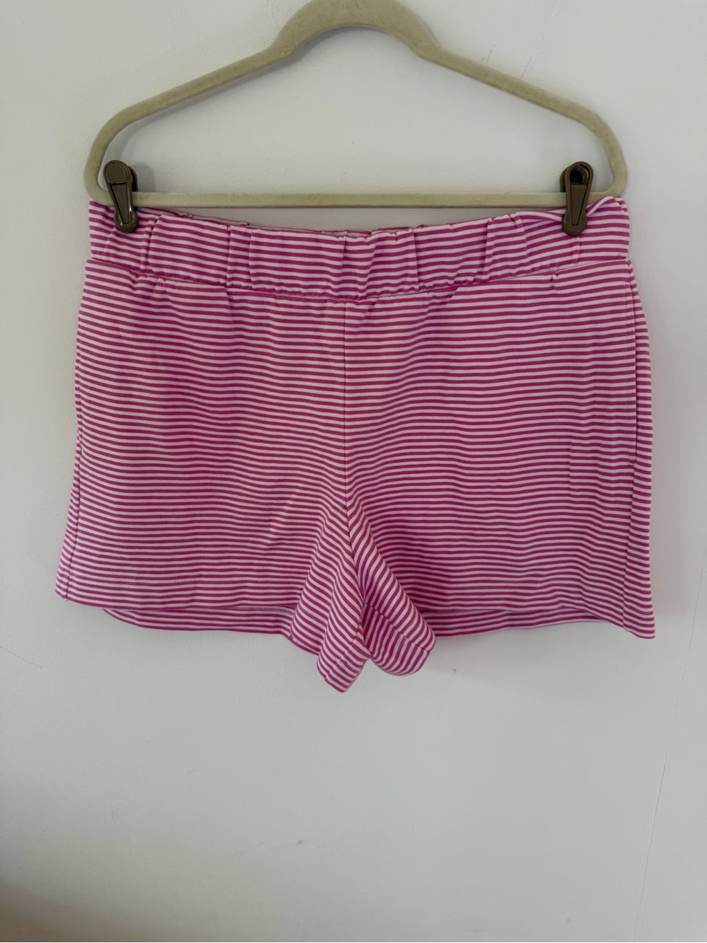 J. Crew Pink and White Striped terry Lounge Shorts large
